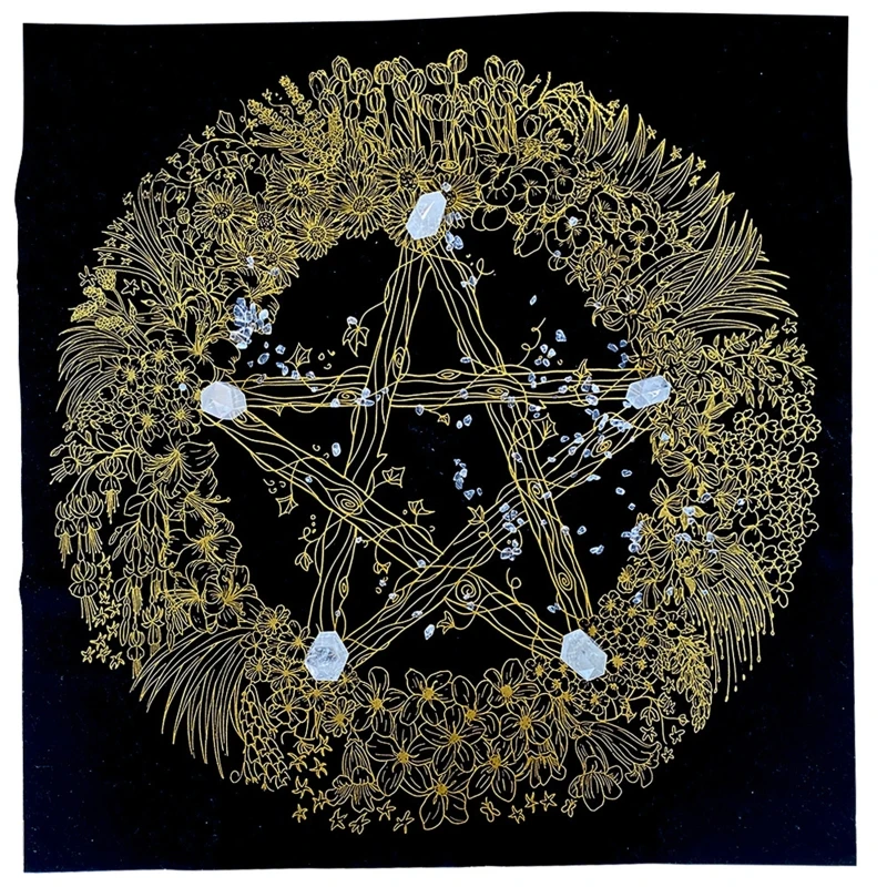 Dabas Ziedu Divition Pieci norādīja Zvaigzne Galdauts Tarot Kartes Flaneļa Zīlēšana Altāra Auduma Astroloģija Kartes Pad