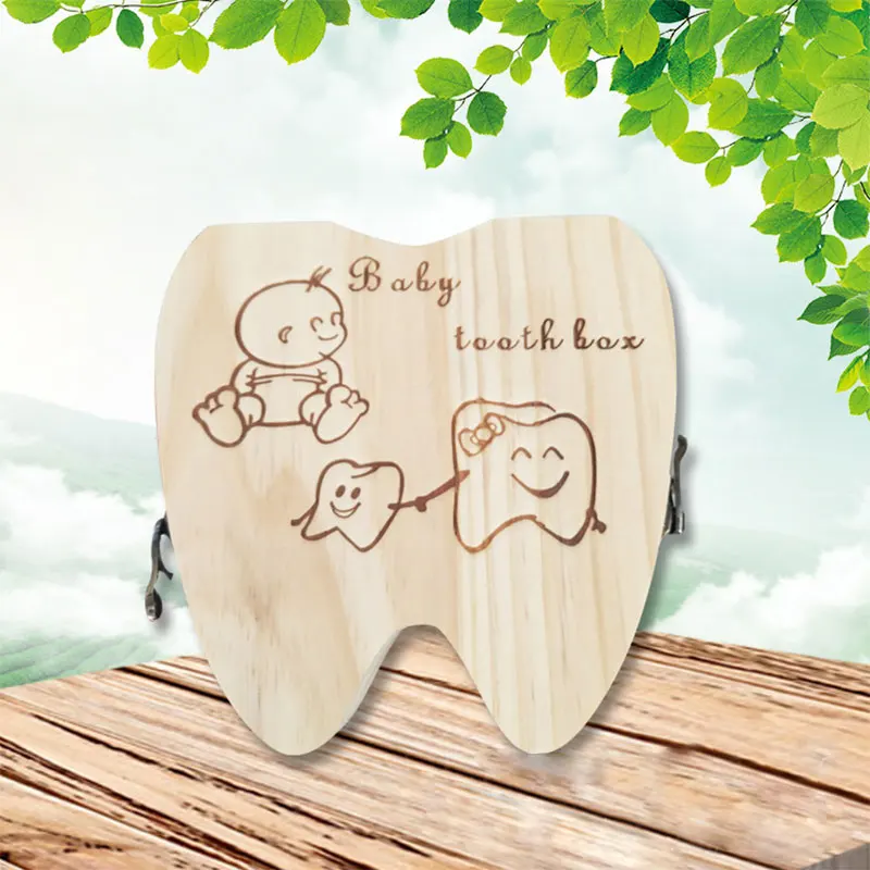 Bērnu Zobu Lodziņā Organizators Bērniem angļu spāņu Zobu Formas Baby Saglabāt Piena Zobi, Malkas Uzglabāšanas Kaste Ir