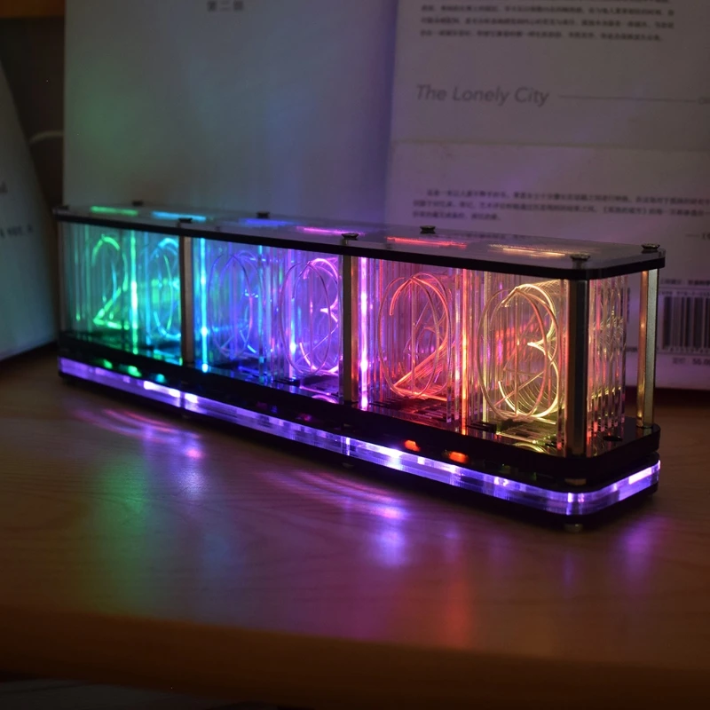 Laiks Caurules Mirdzumu Caurules Kvazi-spīd Caurules Pulksteni LED Digitālo Pilnu Krāsu RGB Nakts Gaisma Bārs Atmosfēra Pulkstenis Mājas Apdare Dāvanu