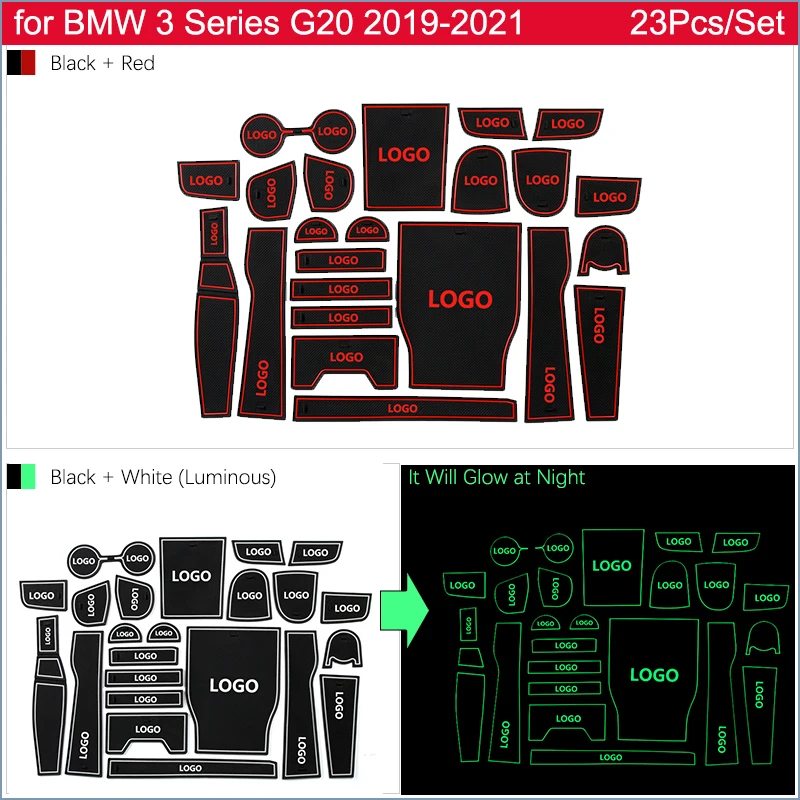 Anti-slip Durvju Gumijas Kausa Spilvenu BMW 3. Sērijas G20 G21 2019~2020 2021 Karstā Pārdošanas Red Groove Paklāji, Auto Interjera Aksesuāri