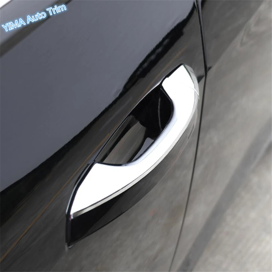 Lapetus Car Styling Ārpus Durvīm Doorknob Roktura Vāciņš Melns, ABS piemērots Audi A6 C8 2019 2020 2021 / Bright (spilgts) / Oglekļa Šķiedras Izskatās