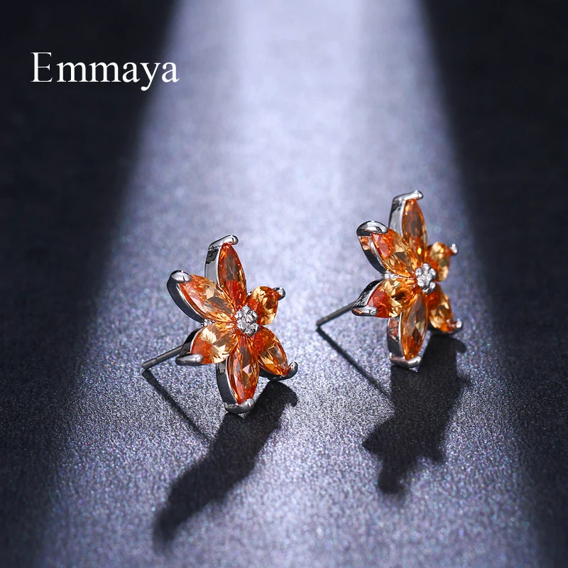 Emmaya Jaunu Modes Sieviešu Sešām Ziedlapiņām Šampanieša Krāsu, Ziedu Formu Zircon Izsmalcinātu Stud Auskars Burvīgs Dāvanas Mīļāko
