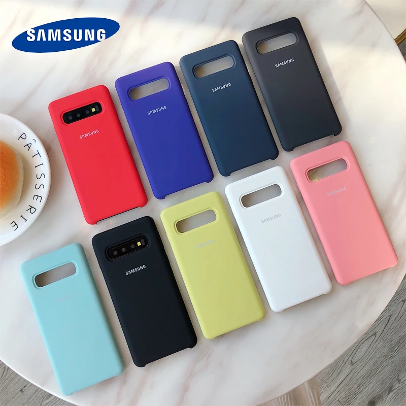 S10 Sākotnējo Lietā Samsung Galaxy S10 / S10E / S10 Augstas Kvalitātes Zīdaini Mīksta Silikona Gadījumā-Touch Atpakaļ Aizsardzības Lieta S 10 + S10 E