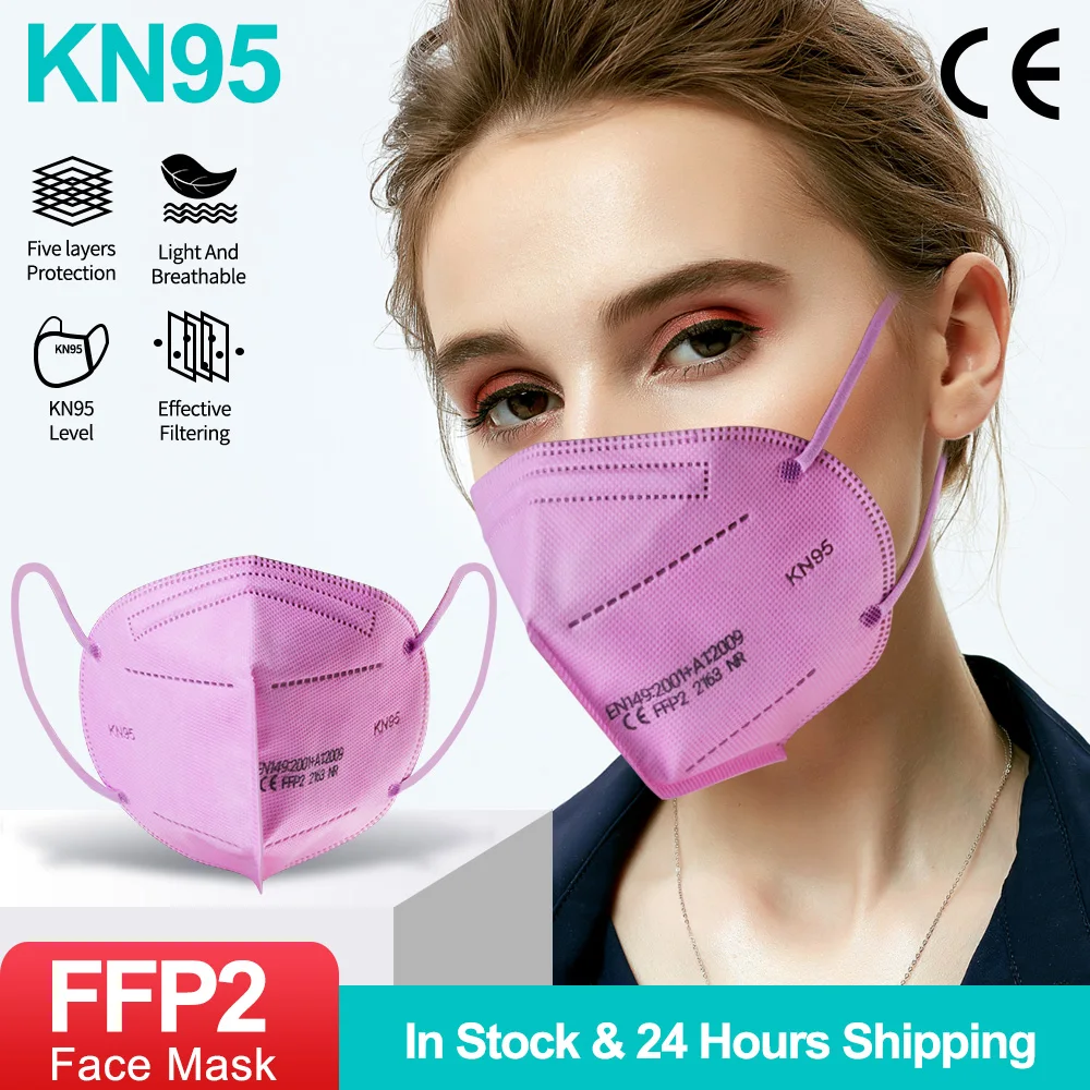 CE FFP2 KN95 Maskas 200PCS Mascarillas Reutilizable 5 Slāņi Putekļu necaurlaidīgs Mutes Maska Aizsardzības KN95 Sejas Maska Filtrs ffp2mask fpp2