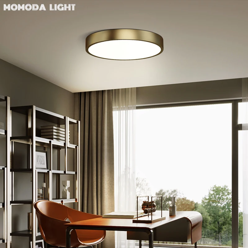 Mūsdienu Luksusa LED Griestu Gaismas Guļamistaba Dekorēšana Apli Misiņa Akrila Lightings Eju Balkons Ultra-plānas, Apaļas Lampas