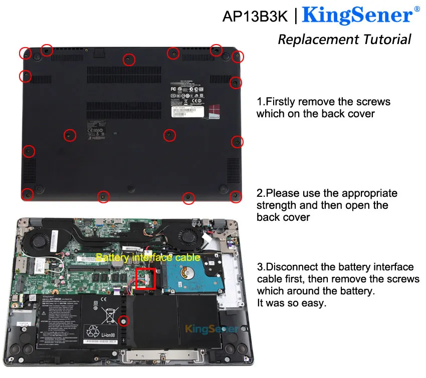 KingSener AP13B3K Klēpjdatoru Akumulatoru Acer Aspire V5 R7 V7 V5-572G V5-573G V5-472G V5-473G V5-552G M5-583P V5-572P R7-571 AP13B8K