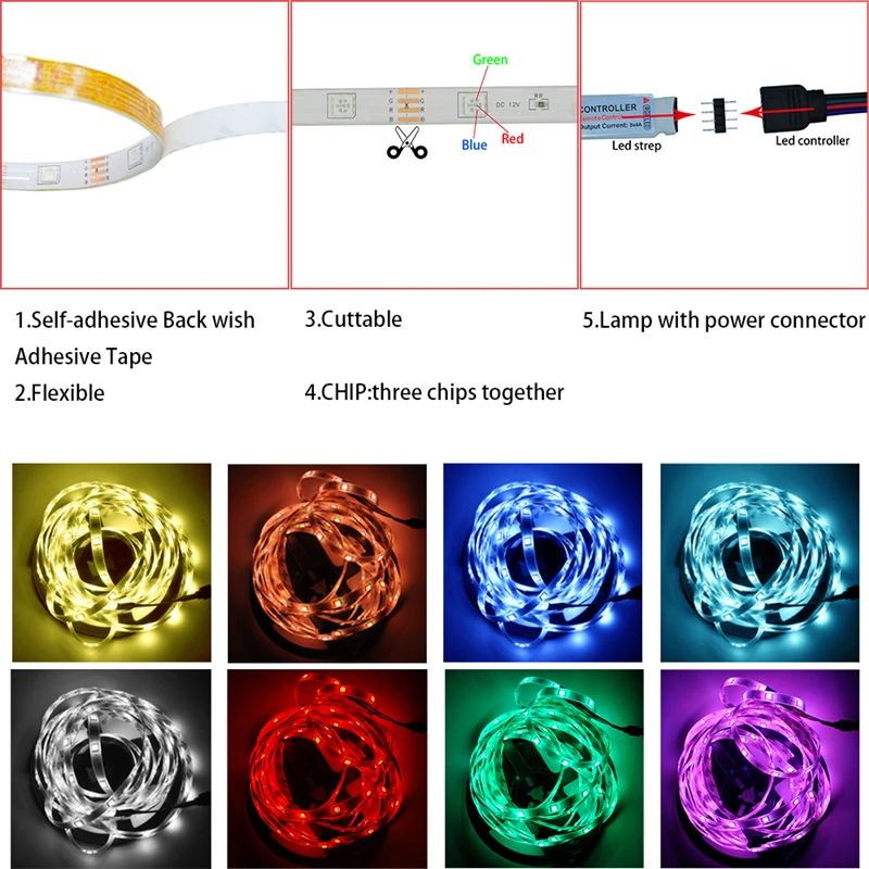 Mūzika LED Gaismas Sloksne KTV Apdares Lentes RGB apgaismojums RGB Ūdensizturīgs Fona Lampas 5m 10m Sloksnes Bluetooth Tālvadības pults