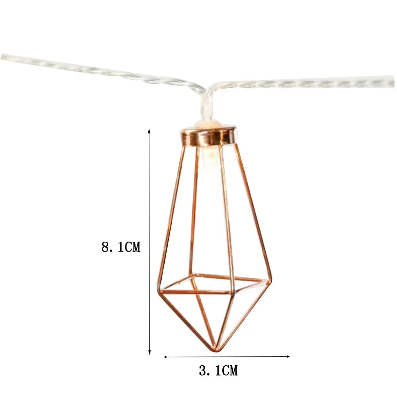 LED Dimanta Formas Pasaku Stīgu Gaismas 1.1 m/3m 10/20 Led Retro Dzelzs Metālu Kāzu Puse, Mājas Apdare Laternu String Lampas