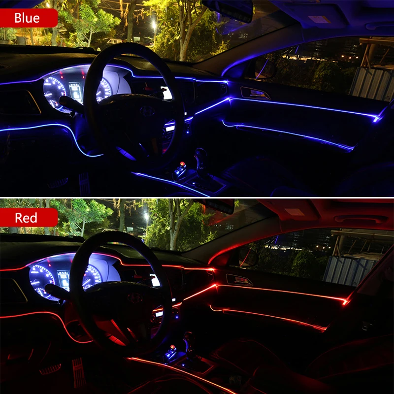 Auto salona Apgaismojums Auto LED Lentes Vainags EL Wire Neona Gaismas, Audi A4 A3 Q5 Mercedes Benz W211 W204 W212 BMW E39 E46 E60