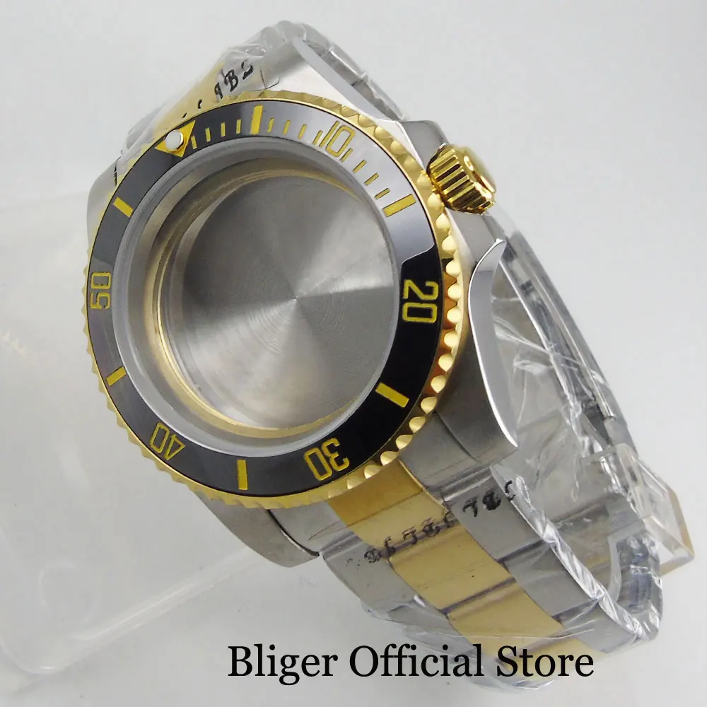 Zelta Pārklājumu augstākās Kvalitātes 40mm Vīriešu rokas Pulkstenis Safīra Stikla Keramikas Bezel Fit ETA 2836 MIYOTA Kustība