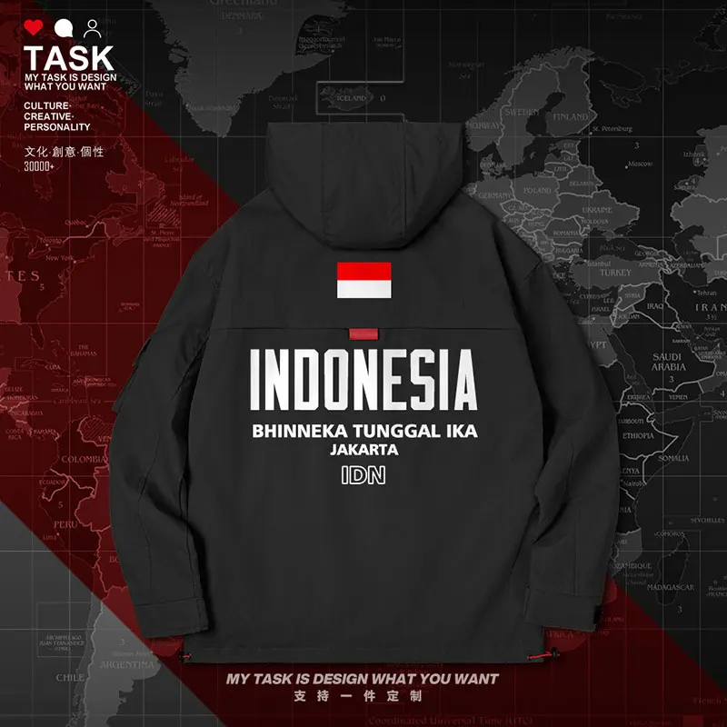 Indonēzijas Indonēzijas IDN vīriešu jakas kapuci tauta karoga vējjaka chaquetas hombre vīriešu modes vīriešiem vīriešu rudens drēbes