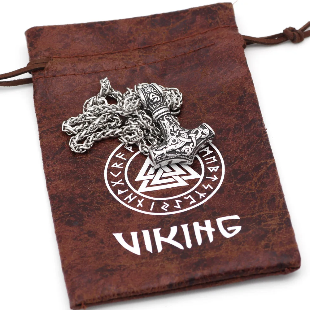Viking 316L Nerūsējošā tērauda Thor Hammer Mjolnir Amuletu Skandināvijas kulons, kaklarota