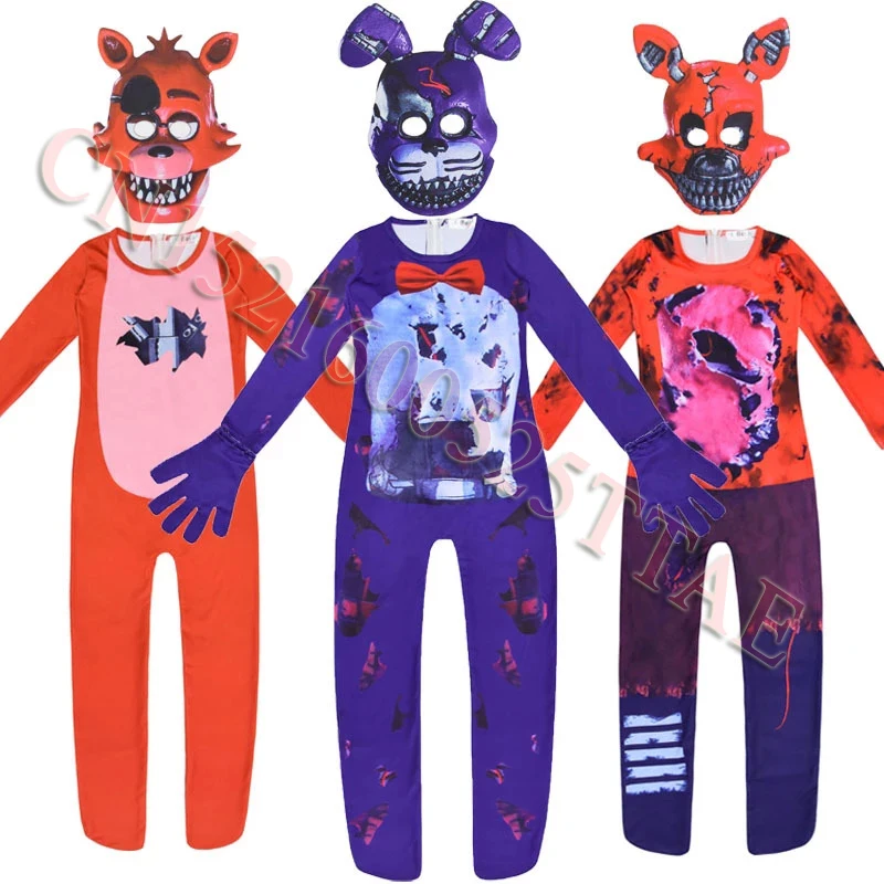 Karstā Piecas Naktis Freddy ir 4 FNAF Cosplay Halloween Kostīms Bērniem Anime Cos Zēni Meitenes Šausmu Bodysuit Smieklīgi Puse Apģērbi
