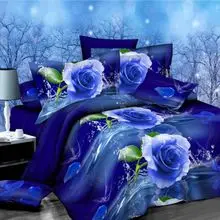 Karstā Pārdošanas Tauriņš Blue Rose Romantiska 3D Gultas piederumi Komplekti, Sega sedz Palags Spilvendrāna 4gab Karalis Jauki Mīksts Bedclothes29