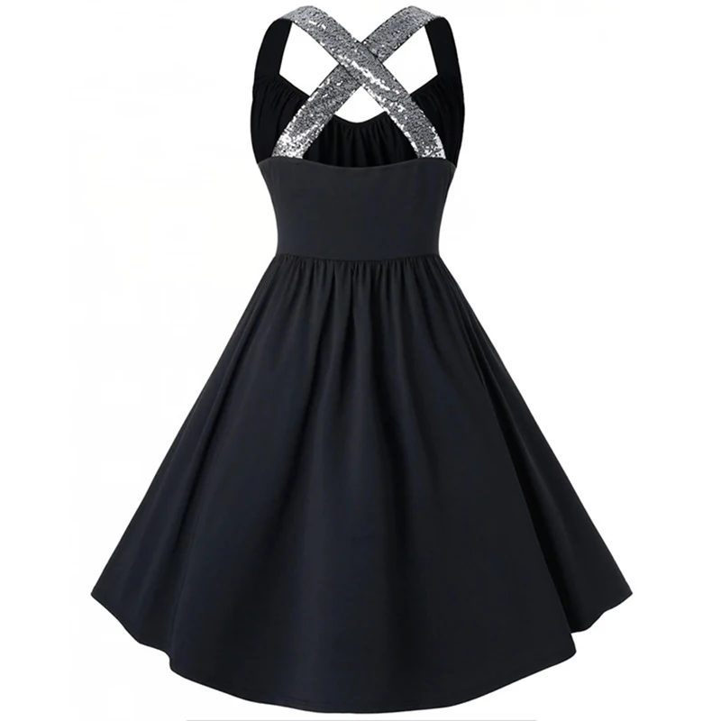 Vasarā Sievietēm Retro Vintage Kleita 50s 60s 1950 Plus Lieluma Lielās Šūpoles Rockabilly Apģērbu Spageti Siksnas Augsta Vidukļa Vestidos 2020