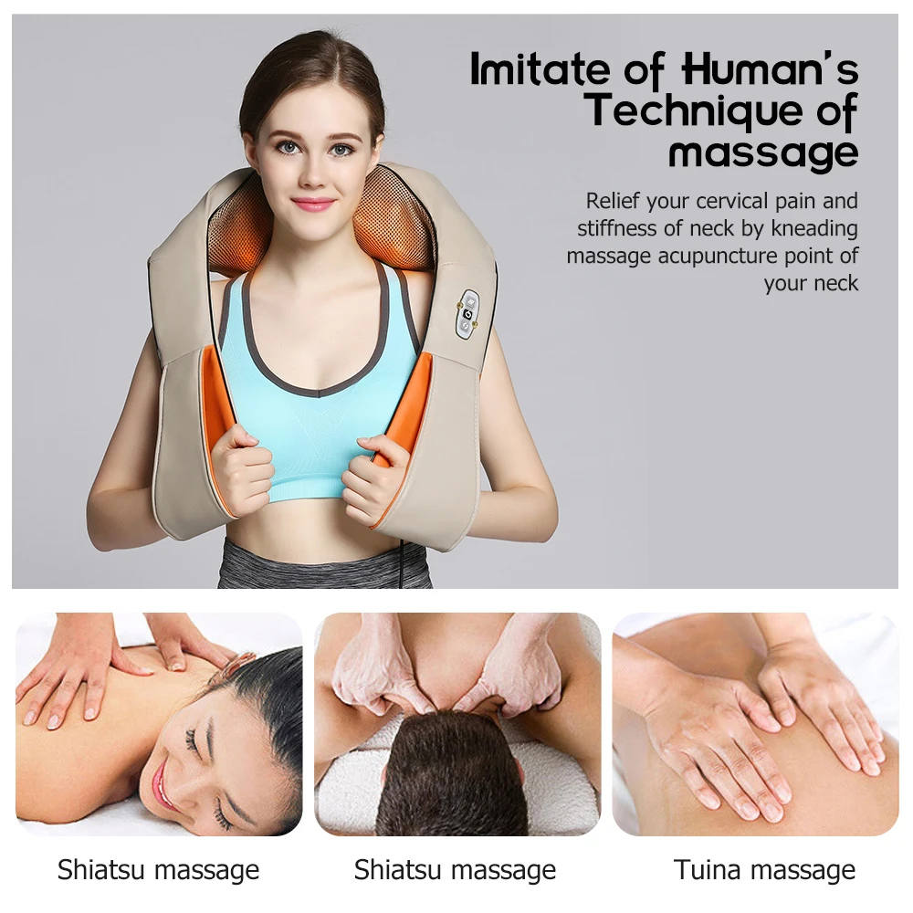 AGDOAD Kakla Plecu Siltuma Massager dzemdes Kakla Mīcīšanas Masāža Šalle Karstā Komprese Fizioterapija Instruments (ES Spraudnis)