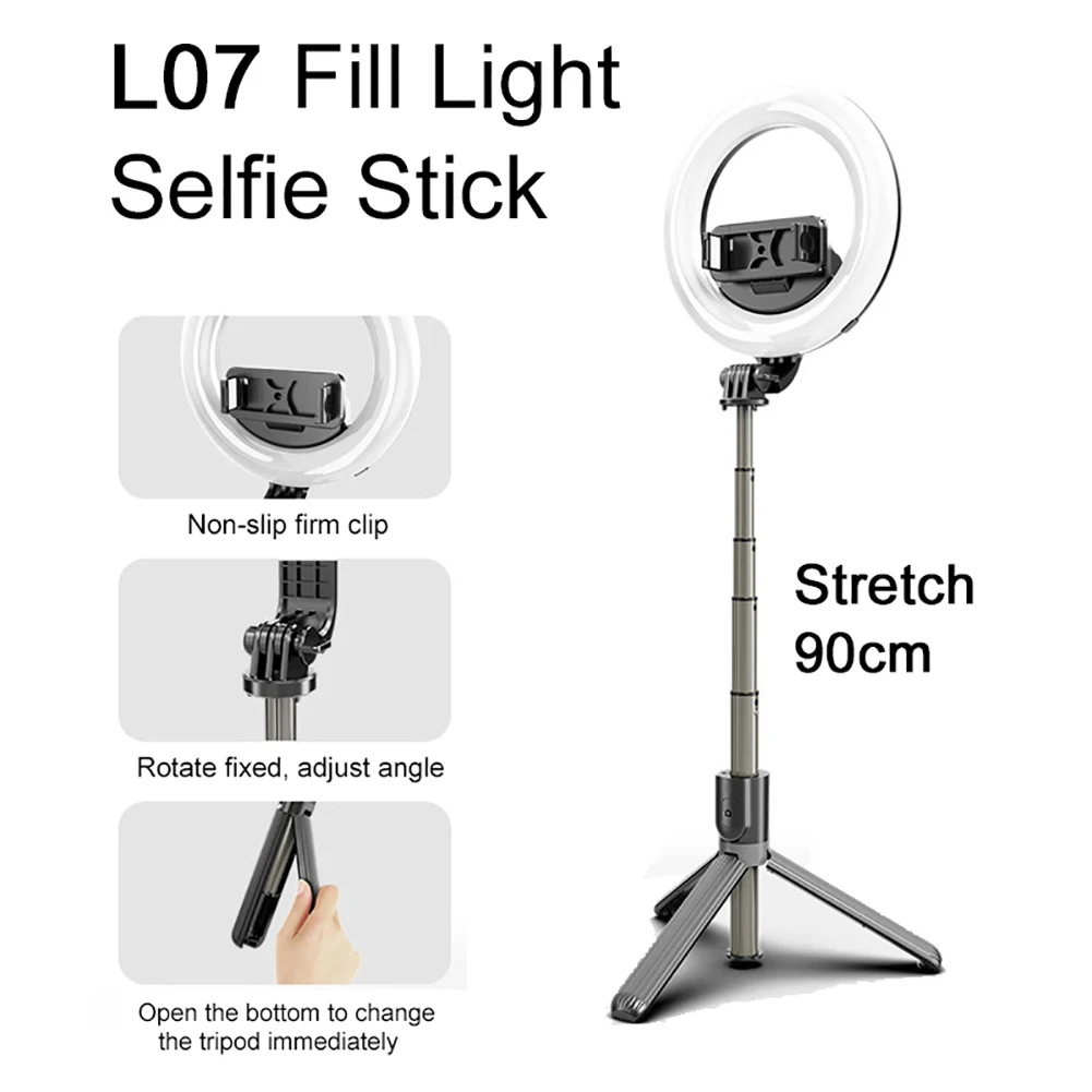 Saliekams LED Gredzens Luktura Teleskopiskie Selfie Stick Aizpildīt Gaismas Intensitāti Mobilo Telefonu, Gredzenu, Lampas Stendu, Statīvu, lai Grims Video
