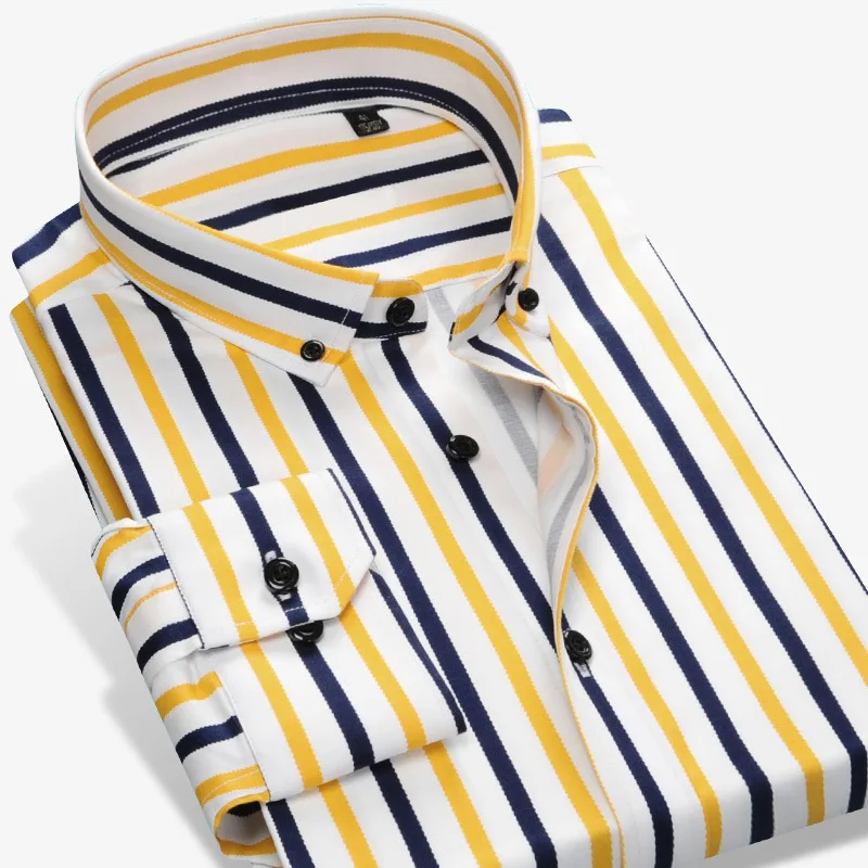 KVALITĀTE Laba, Vīriešu Kleita Krekls ar garām Piedurknēm Dizainers Atšķirībā Svītrainām Ikdienas Krekli Slim Fit Komfortu Mīksto Pogu Kokvilnas