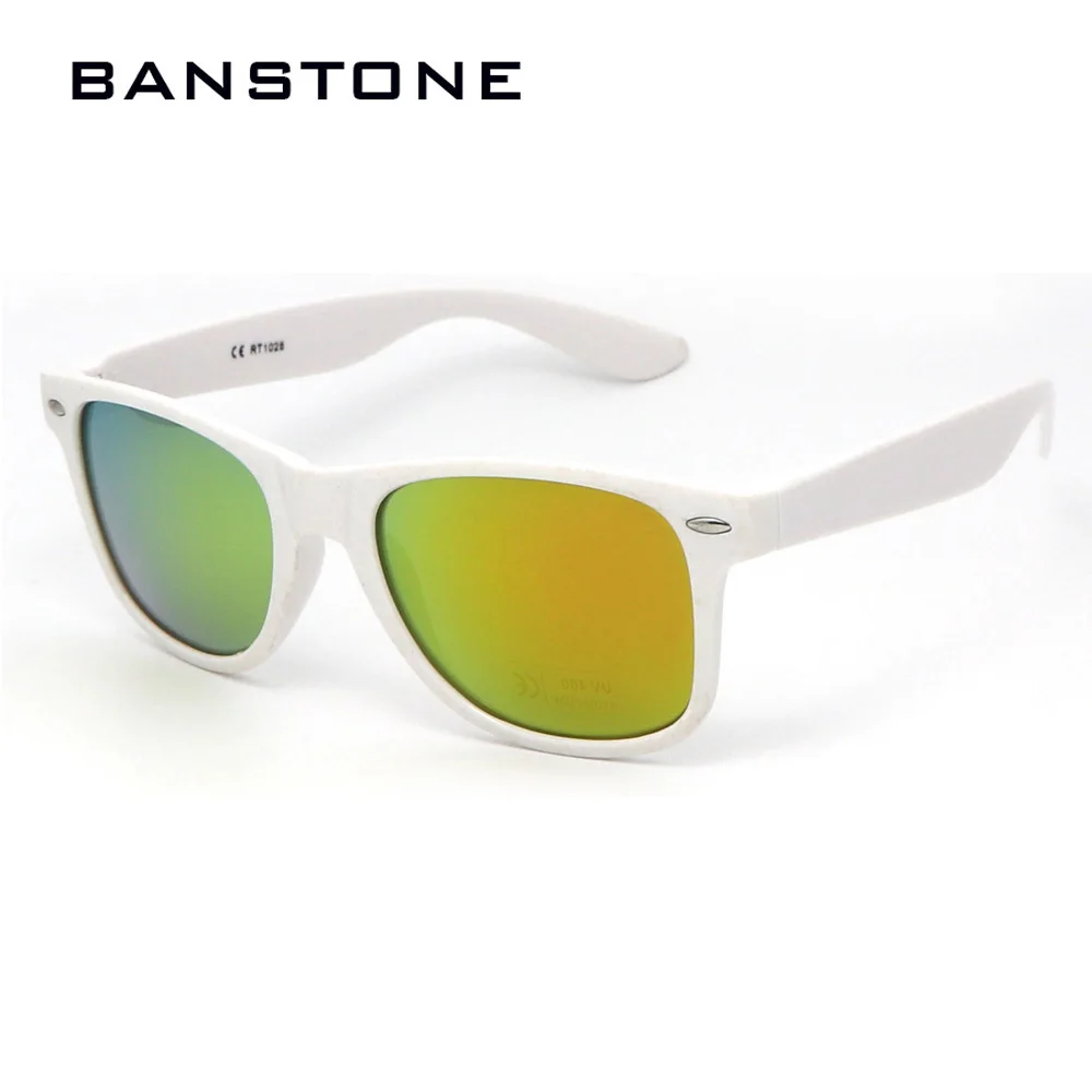 BANSTONE Sieviešu, Vīriešu Klasisko Saules Brilles UV400 Braukšanas Spoguļi Laka Norāda Balts Rāmis Brilles