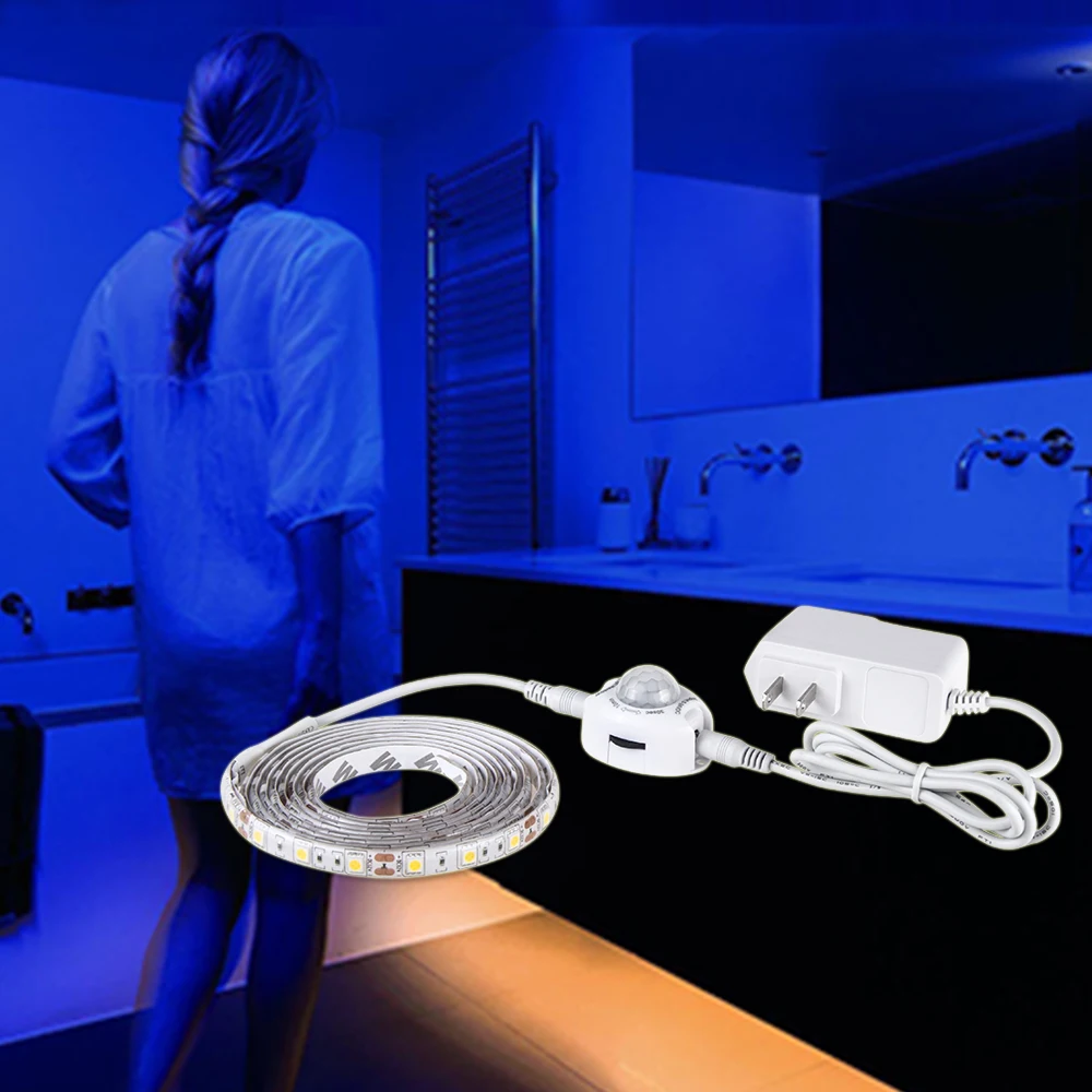 PIR Kustības Sensoru, LED Nakts Apgaismojums Gaismas DC12V Elastīgs Ūdensnecaurlaidīgs Gaismas Sloksne, Virtuves, Kāpņu telpas, Guļamistaba, Tualete