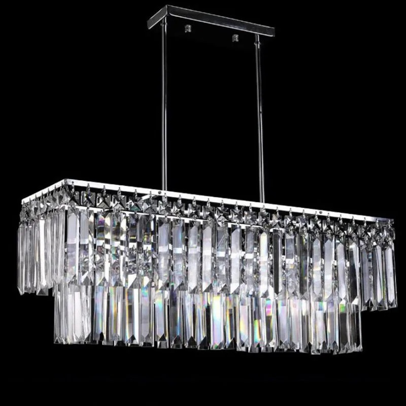 JAUNĀ Luksusa taisnstūra K9 kristāla lustra LED spīd kulons lampas dzīvojamā istabā, guļamistabā E14 Lustras, apgaismes punktā istaba
