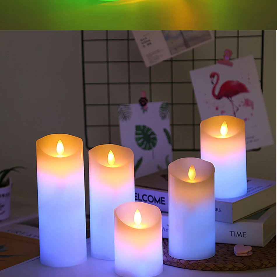 Flameless Elektronisko LED Svece Ar RGB Tālvadības pulti,Vasks Pīlārs Sveces Ziemassvētku Sveces/jaungada Galda Gaismas Mājas Dekoru.