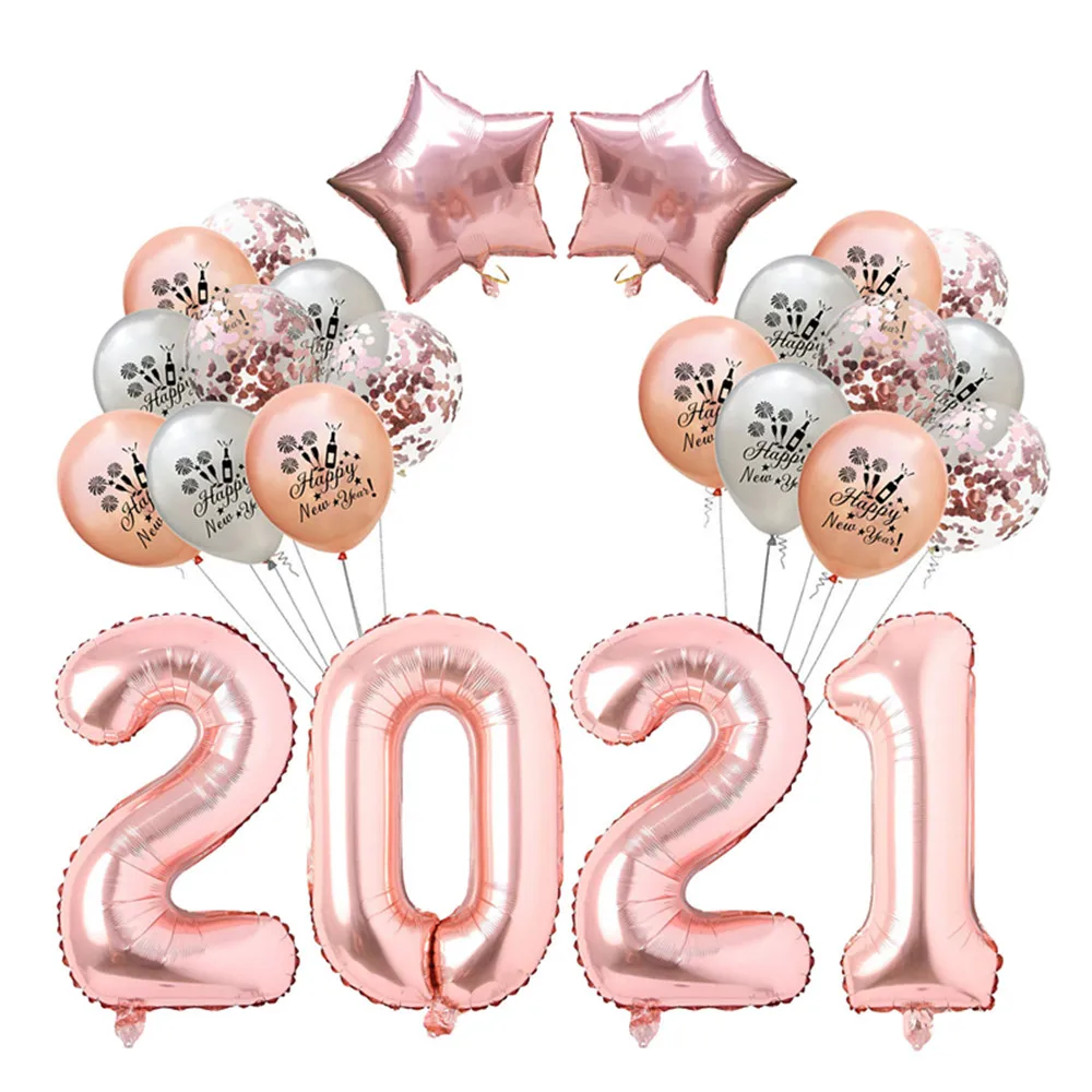 Ir 2021. Laimīgu Jauno Gadu Baloni 24pcs/komplekts Star Rose Gold Hēlija Ballon Lateksa Baloons Priecīgus Ziemassvētkus Puse Globos Dekoru Piederumi
