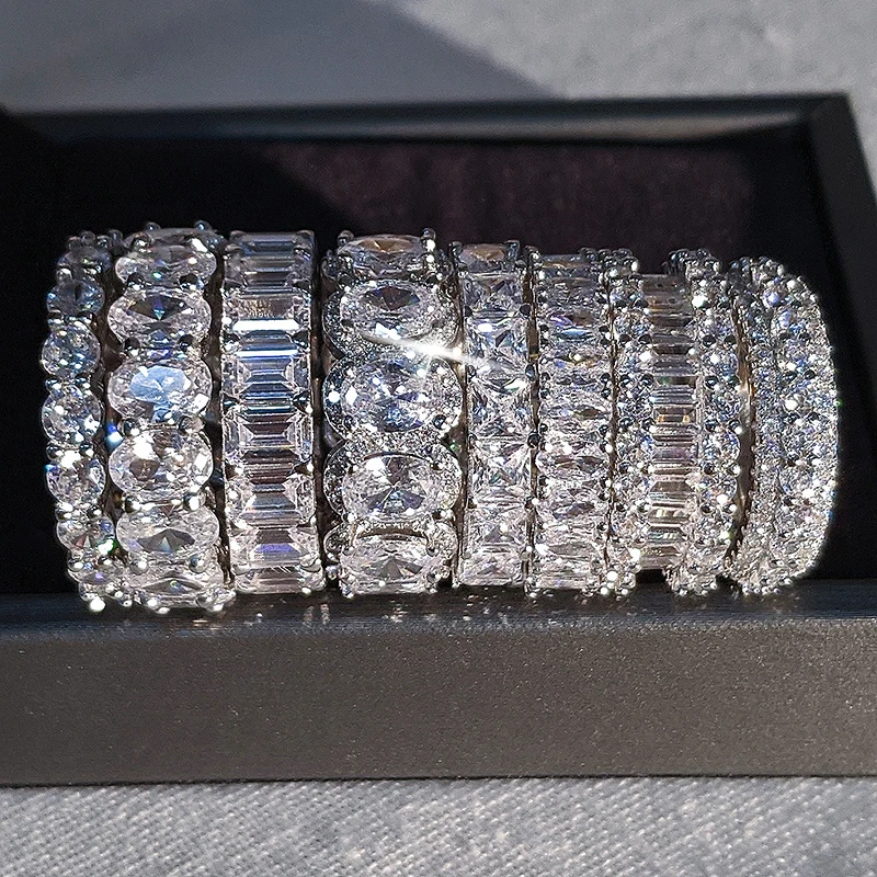 Luksusa 925 sterling sudraba kāzu joslā mūžību gredzenu sievietēm liela dāvana dāmām patīk vairumtirdzniecības daudz lielapjoma rotaslietas R4577