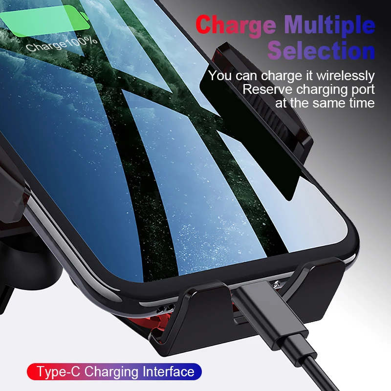 KMPTE Qi 10W Auto Ātru Bezvadu Lādētājs iPhone 12 Max Pro 11 Pro XR Samsung S20 S10 Indukcijas Auto Mount Ātru Bezvadu Lādētāju