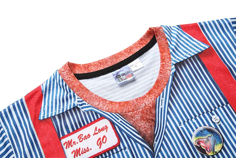 Mr 1991INC Jaunu Stilu Vīriešu Vasaras Modes Īsām Piedurknēm T krekls 3D Drukas Viltus Divas Gabals Smieklīgi Tshirt Jostas Svītrains T-Krekls Remonts