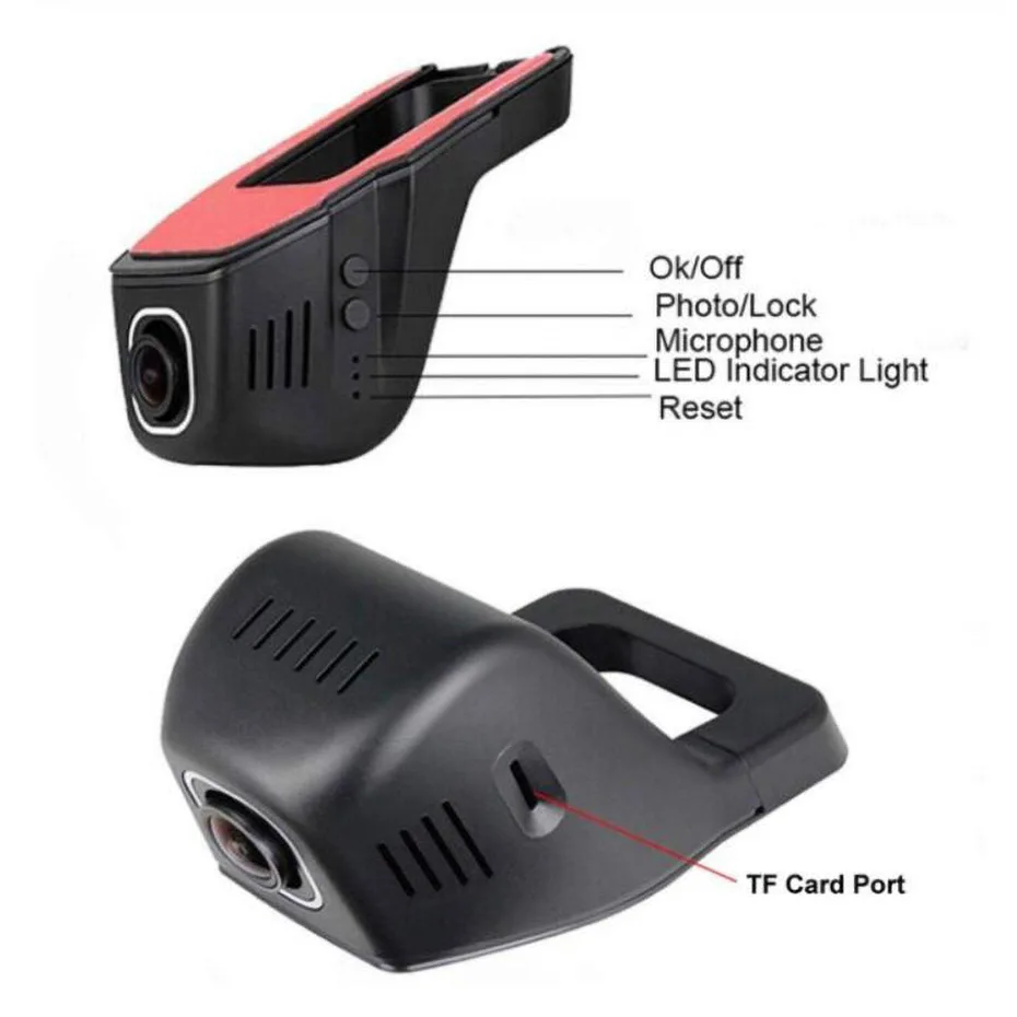 WHEXUNE Slēptās Mini Wifi Kameru Automašīnas Dvr Dual Objektīva Auto Video Reģistrators Dashcam Registrator DVRs Dash Cams FHD) 1080P Nakts redzamības