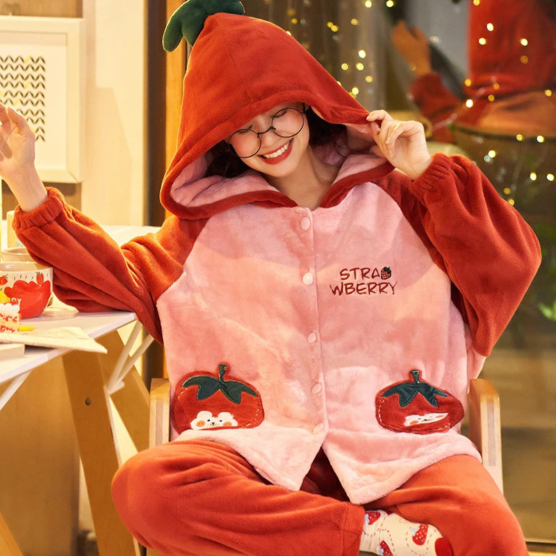 Sieviešu Sleepwear Ziemas Flaneļa Pidžamas Pidžamas Koraļļu Samta Mājas apstākļos, Karikatūra Kapuci Naktskrekli Plus Izmēri XXL Modes Nighty