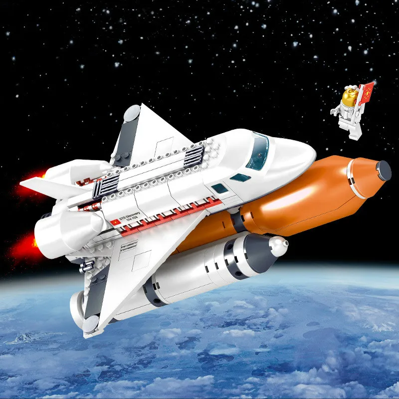 283pcs Mazu daļiņu Kosmosa Lidojumu Uzsākšanu Shuttle Modelis, sakomplektēšanu, Celtniecības Bloki, Bērnu Izglītības rotaļlieta dāvana