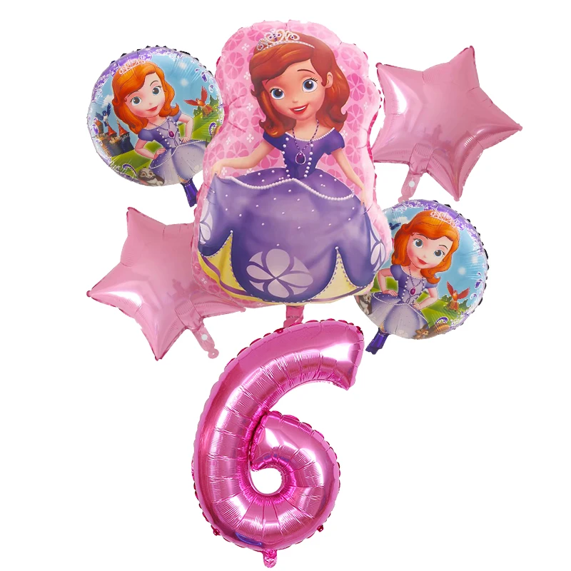 6pcs/daudz Sophia Princese folija Baloni, 30 collu Numuru Balonu Dzimšanas dienas svinības Dekorēšana, Baloni, Meitene Karikatūra Dāvanu Augstas Kvalitātes