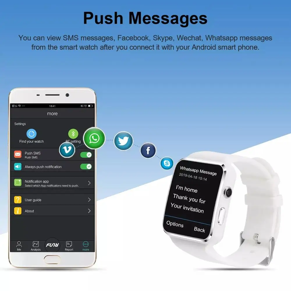 X6 Smart Skatīties Ar Kameru, SIM TF Kartes Pedometrs Fitnesa Tracker Bluetooth Pulksteņu Android, IOS Huawei Xiaomi Tālrunis Skatīties