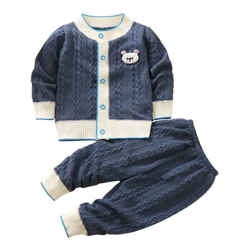 Ziemas Plīša Top +Bikses 2pcs Set Baby Silts Piemērots Jaundzimušajiem Bērniem Zemāko Krekls Siltā Zēnu Drēbes Kids Sleepwear Sabiezēt Audums