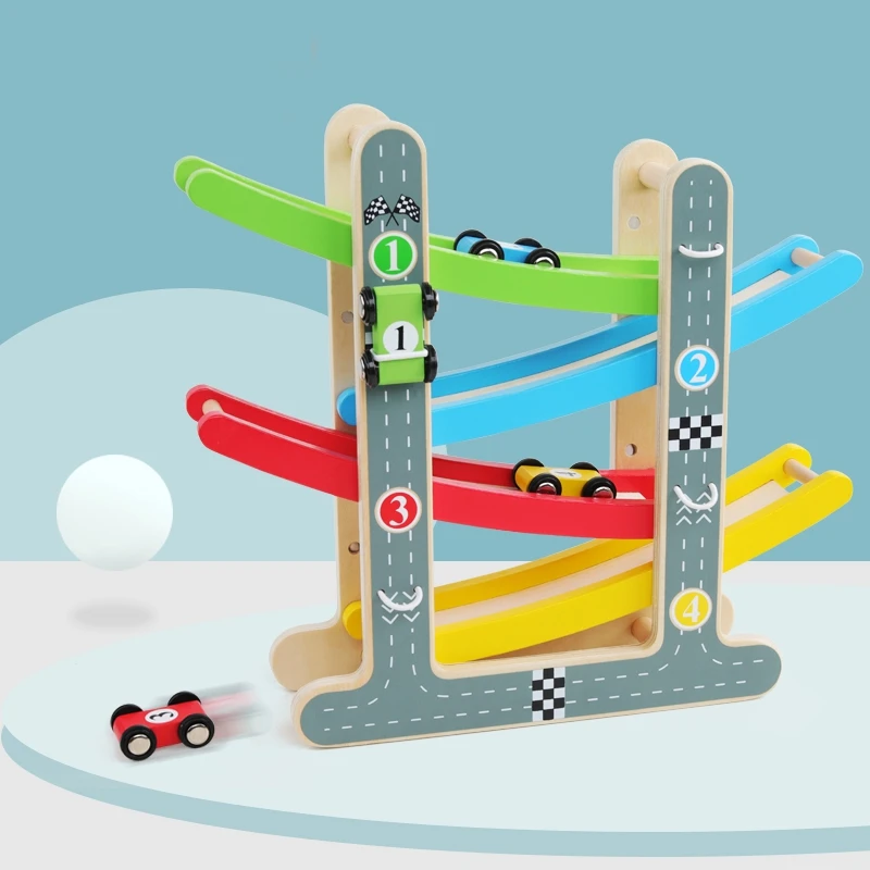 Bērniem, Montessori Koka Kāpnes Planēšana Automašīnu Koka Spēļu Trases Auto Rotaļlietas Izglītojošās Rotaļlietas Modeļa Transportlīdzekļiem, Slaidu Rotaļlieta Bērniem, Dāvanu