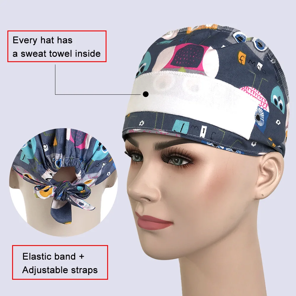 Vairumtirdzniecības cena Unisex Karikatūra Zobu Drukāšanas krūmāji Caps Regulējams Lab Cepures Kokvilnas Sieviešu Gudrs Krūmāji cepuri Mājdzīvnieku Skaistumkopšanas Darbu Cepures