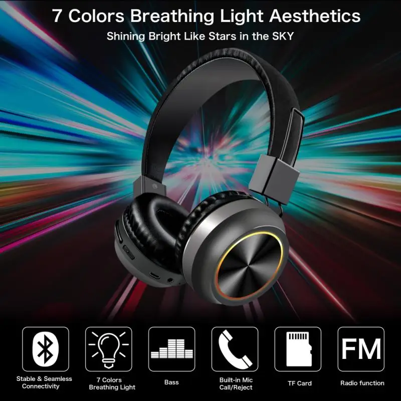 LED Apgaismojums Augšu, Austiņas, Bluetooth Austiņas Austiņas Bezvadu Austiņas Stereo Salokāms Sporta Austiņas Austiņas MP3 Atskaņotājs