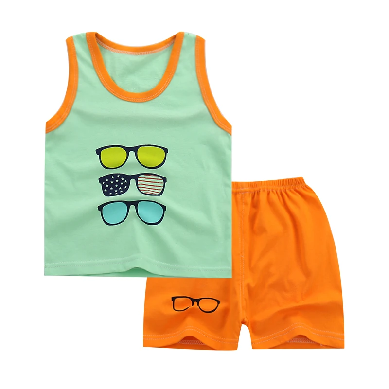 Vasaras bērnu Apģērbu Komplekts Kokvilnas Sporta Tērps, Baby Zēni Meitenes bez Piedurknēm, Vestes, Topi+Šorti 2GAB Zīdaiņiem un Bērniem, Drēbes, Treniņtērpi
