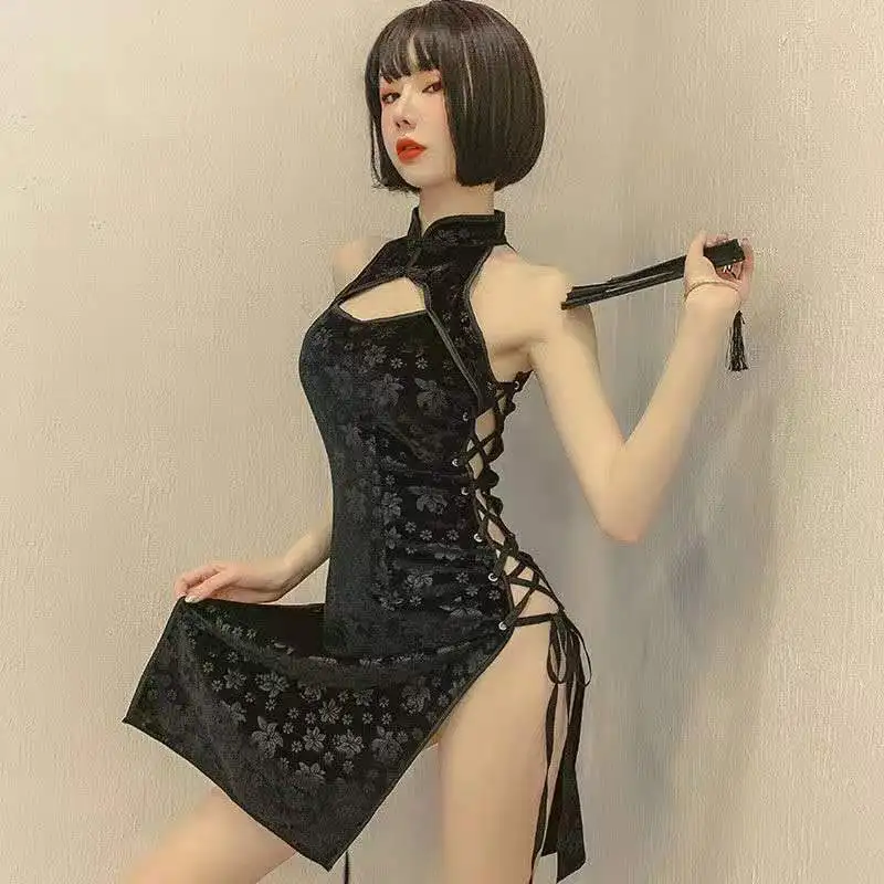 Plus Lieluma Ķīniešu Tradicionālā Kleita Sexy Apakšveļa Pārsējs Kārdinājumam Apģērbu Ķīna Stila Sānu Spraugas Dobi Cheongsam Qipao