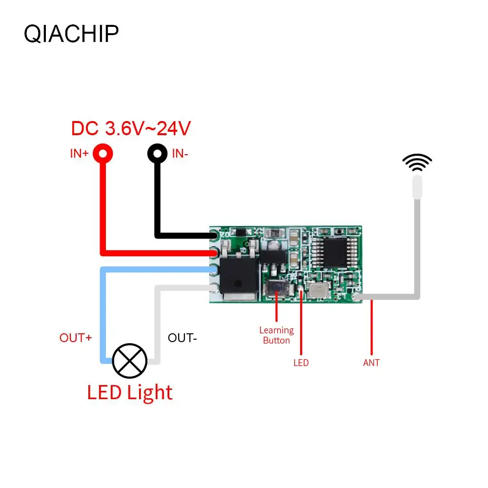 QIACHIP 5gab 433.92 Mhz Universāla Bezvadu DC 3,6 V-24 V, Tālvadības Slēdzis 1 CH RF Uztvērēja Releja LED Gaismas Kontrolieris DIY Komplektu