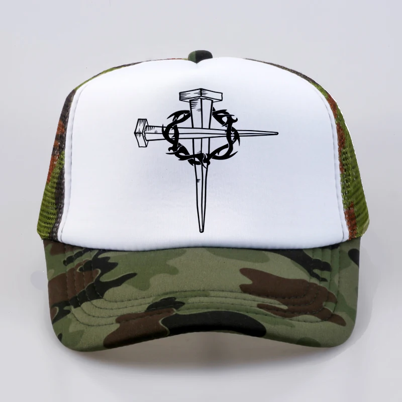 Jaunu Zīmolu Vīriešu modes Jēzus Kristus krusta Drukāt Beisbola cepures Vasaras āra kustību Vīrietis Sievietes acs Trucker Cap Ha