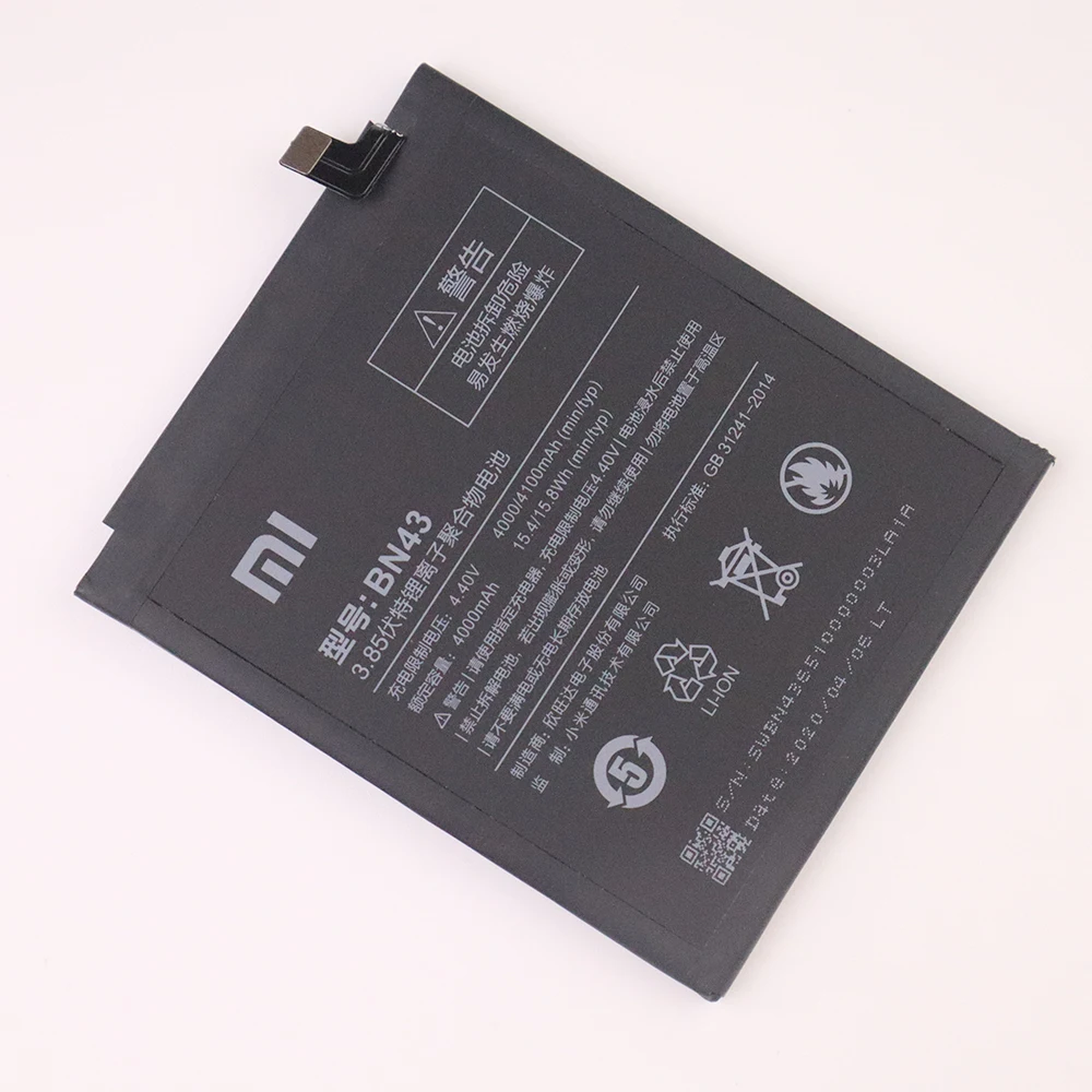 Oriģinālās Rezerves Tālruņa Akumulatora 4000mAh BN43 Par Xiaomi Redmi Piezīme 4X / 4. Piezīme pasaules Snapdragon 625 Tālruņa Akumulatora