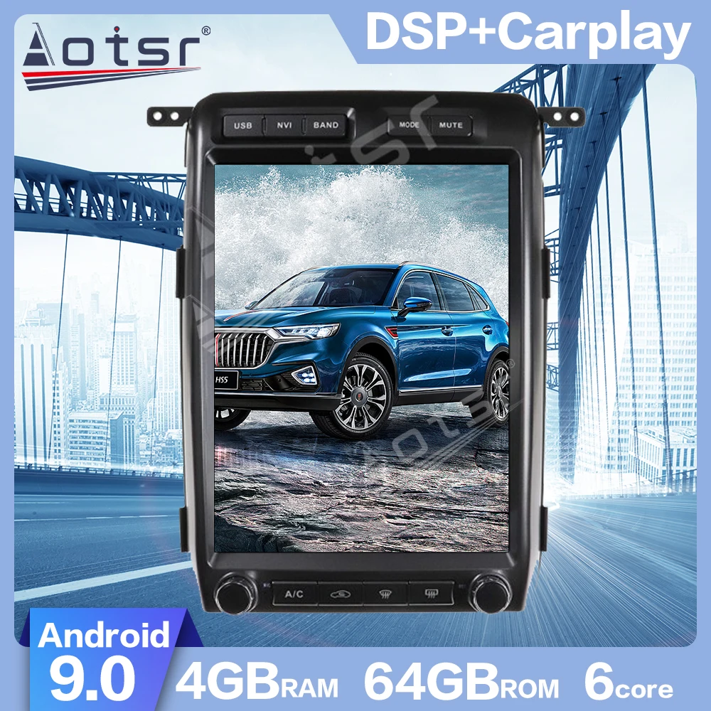 AOTSR Android 9.0 PX6 Tesla Vertikāla Ekrāna Auto GPS Navigācijas Ford F150 Ford Raptor 2009. - 2012. Gadam Multimedia Player Carplay