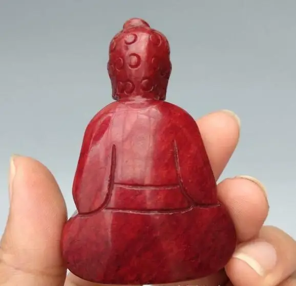Ķīna Kolekcija Archaize Red Jade Sakyamuni Budas Statuja