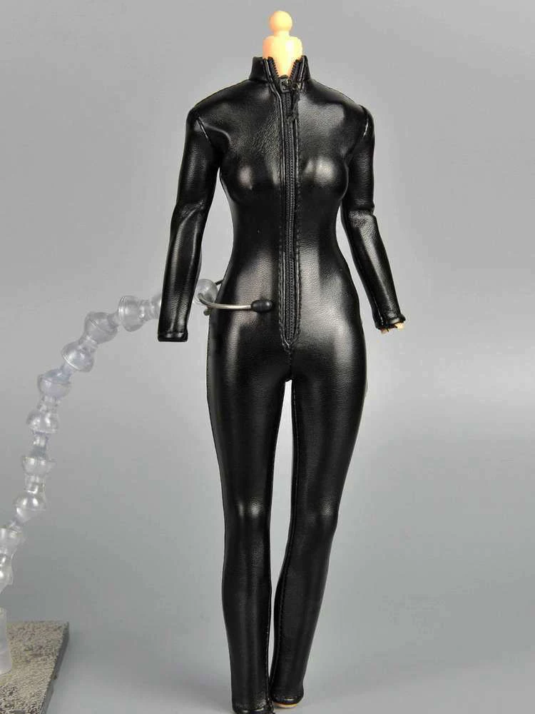 1/6 mēroga Rīcības attēls drēbes uzvalku melnā sieviete jumpsuit ādas korsete 12 collu leļļu piederumi