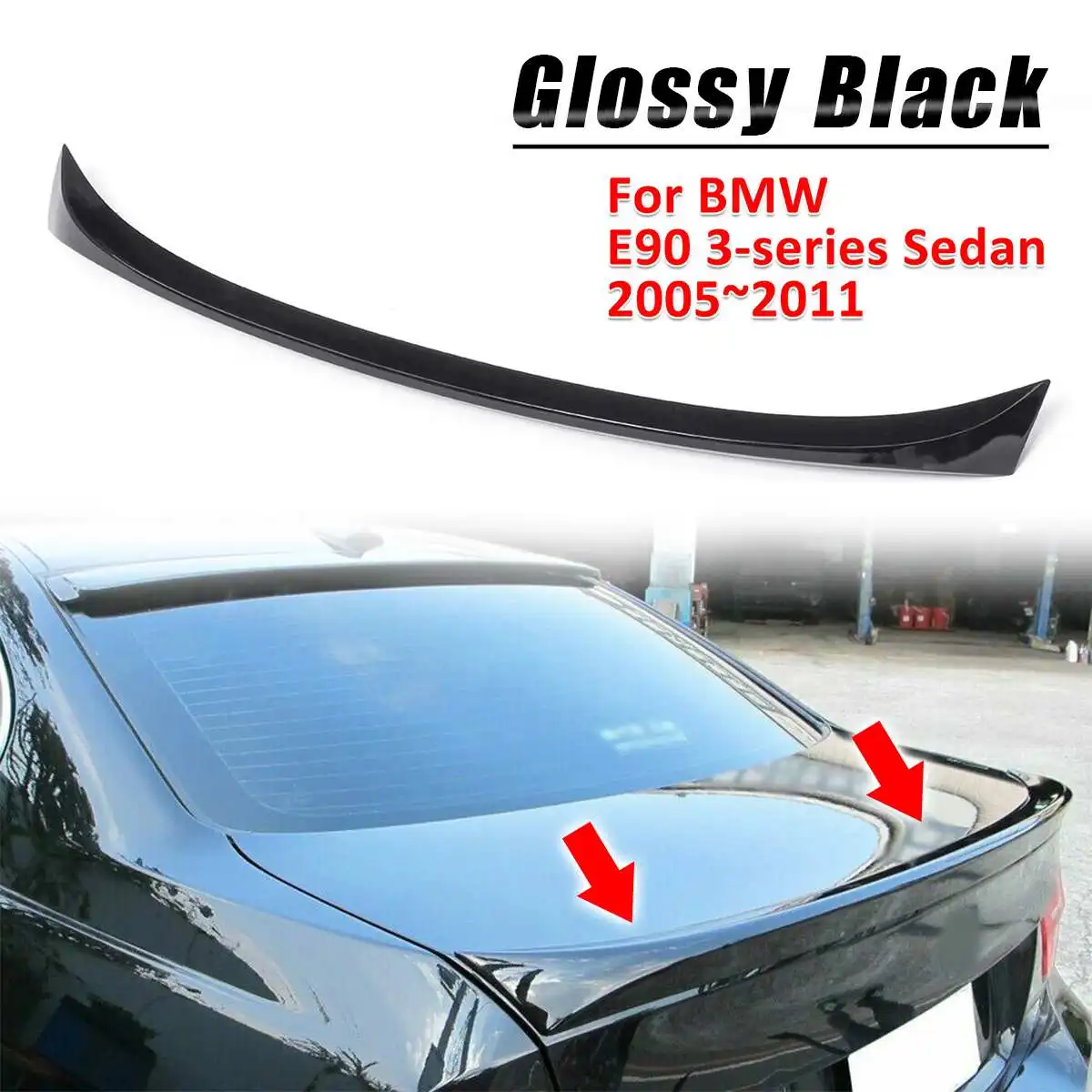 Krāsots Spīdīgi Melni Aizmugures Bagāžnieka ABS Boot Lūpu Spoileris Jumta Spārni, Bagāžnieka Lūpu OE Tipa no 2005. līdz 2011. gadam BMW E90 3-series Sedanu