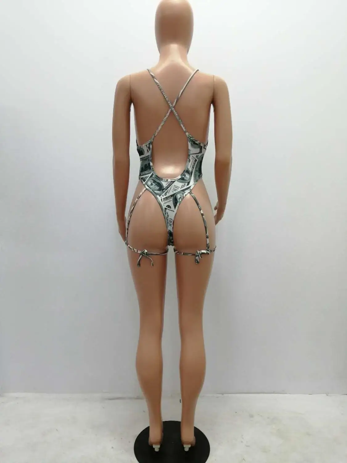 Sexy Dolāru Drukāšanas Pārsējs Viens Gabals Backless Peldēties Uzvalku Sieviešu Peldkostīmu Bodysuit Summr Pludmali, Valkāt Jaunas Peldēties Uzvalku