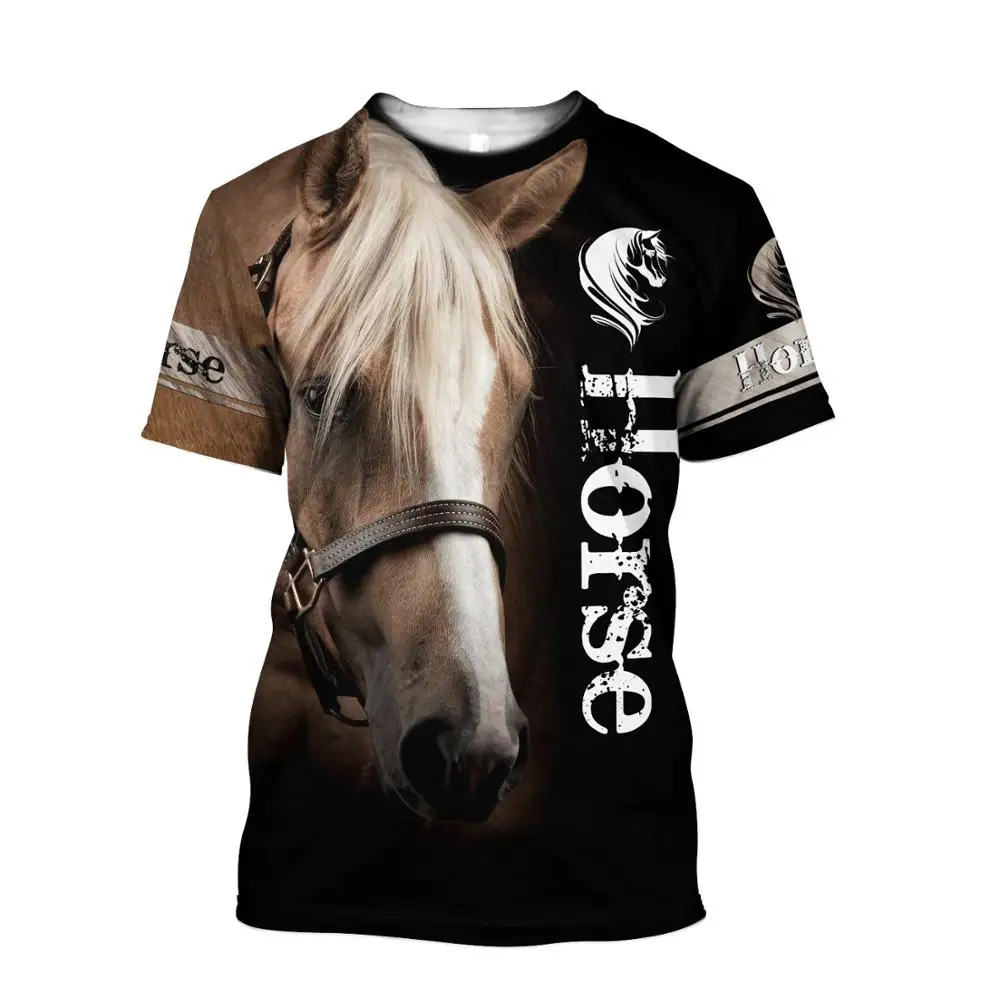 Vasaras Vīriešu t-krekls Skaistu Mīlestību Zirgu 3D Iespiests T-Krekls Harajuku Gadījuma īsām Piedurknēm Tee krekli Unisex topi QDL013
